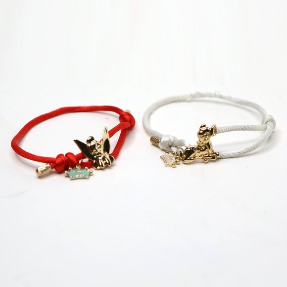 Kidada Disney Couture Tinkerbell Bambi Bracelet 14K Gold Plated Silk Red White - Picture 12 of 15